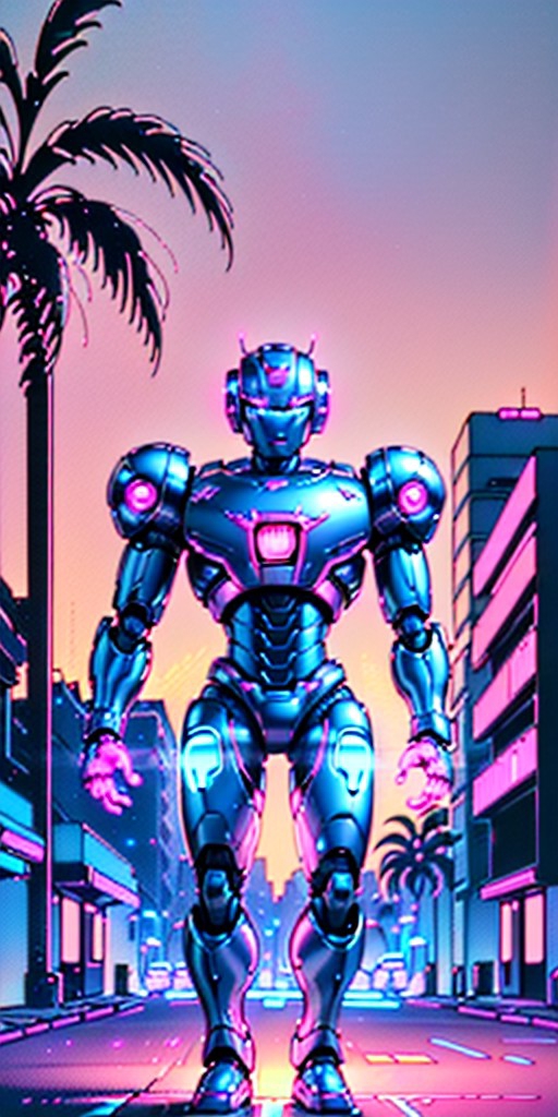 Retrowave Silver Robot x8 — Yodayo