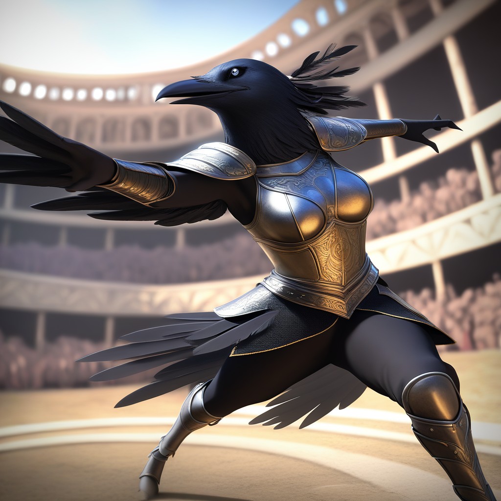 Crow woman compete in the coliseum — Yodayo