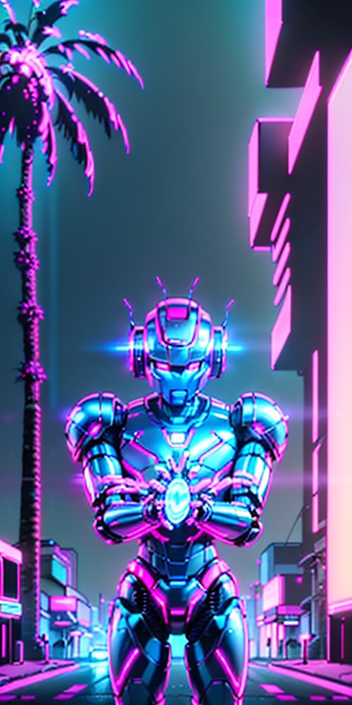 Retrowave Silver Robot x8 — Yodayo