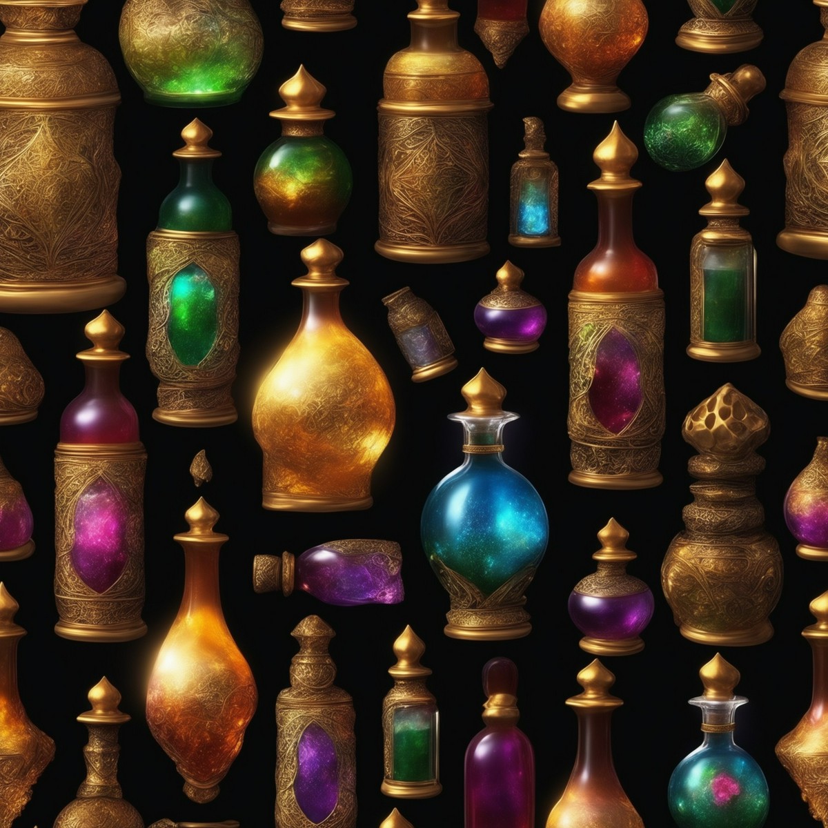 bottles with magic potions 😀🌈 — Yodayo