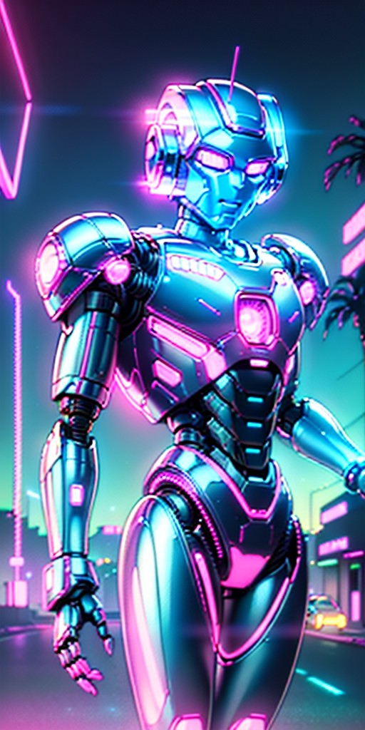 Retrowave Silver Robot x8 — Yodayo