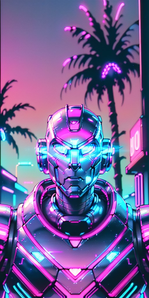 Retrowave Silver Robot x8 — Yodayo