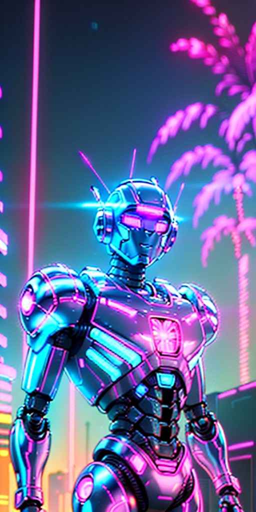 Retrowave Silver Robot x8 — Yodayo